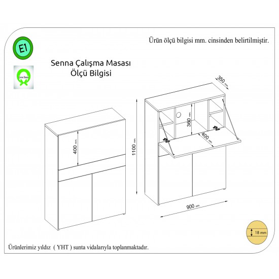 Senna Çalışma Masası Safir Meşe