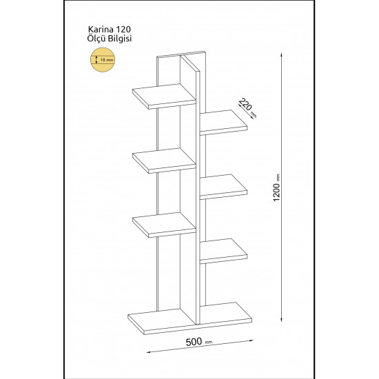 Karina Kitaplık 120cm 