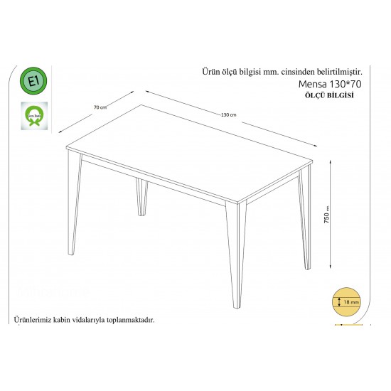 Mensa Yemek Masası 130X70